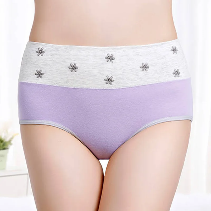 Женские трусики с вышивкой высокая посадка женское нижнее белье хлопковые трусы