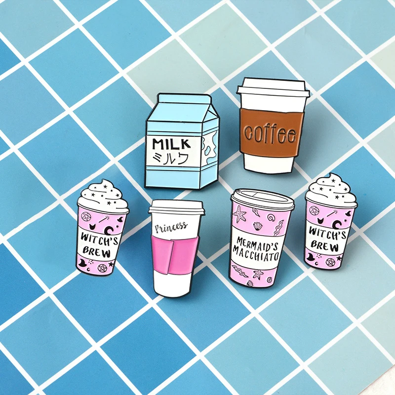 Мультяшная эмалированная булавка иглы молоко мороженое Кофе чашка Милая брошь