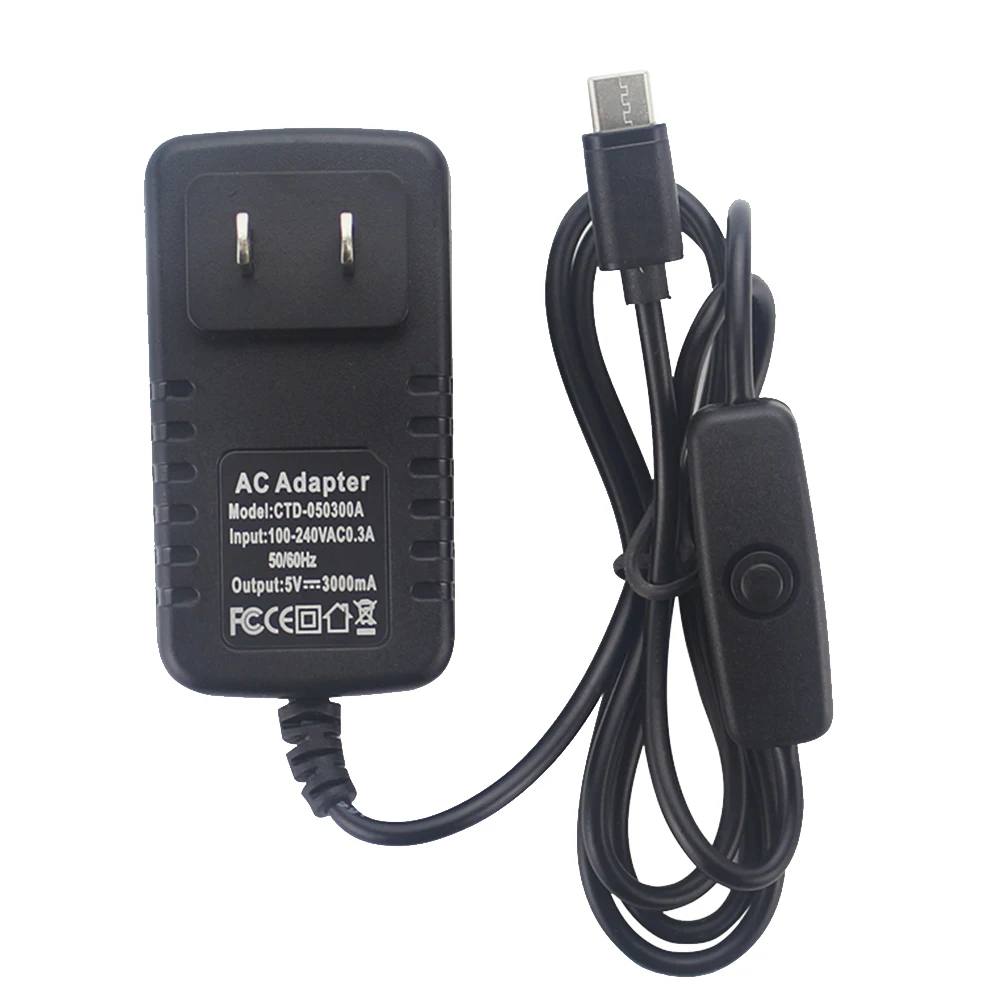 Аксессуары 5V 3A электроники Тип Кабеля C Питание переходник Кнопка компьютерной