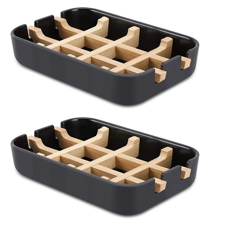 

New Two Pack Wooden Soap Dishes for Bathroom Bar Soap Holder Shower Soap Holder Sink Deck Bathtub Shower Tray