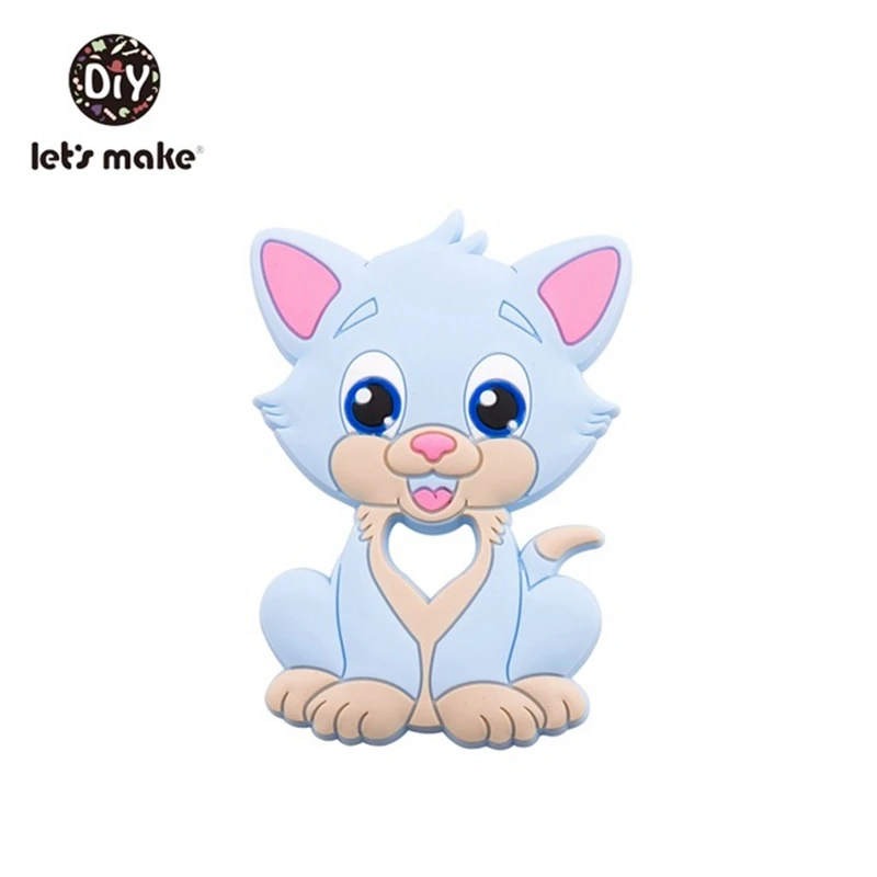 candy blue cat Давайте сделаем детский Прорезыватель для грызунов, 1 шт., 4-6 месяцев, кролик, животное, кролик, BPA бесплатно, сделай сам, пустышка, цепь, силиконовый прорезыватель, прорезыватель, игрушки для прорезывания зубов - Цвет: candy blue cat