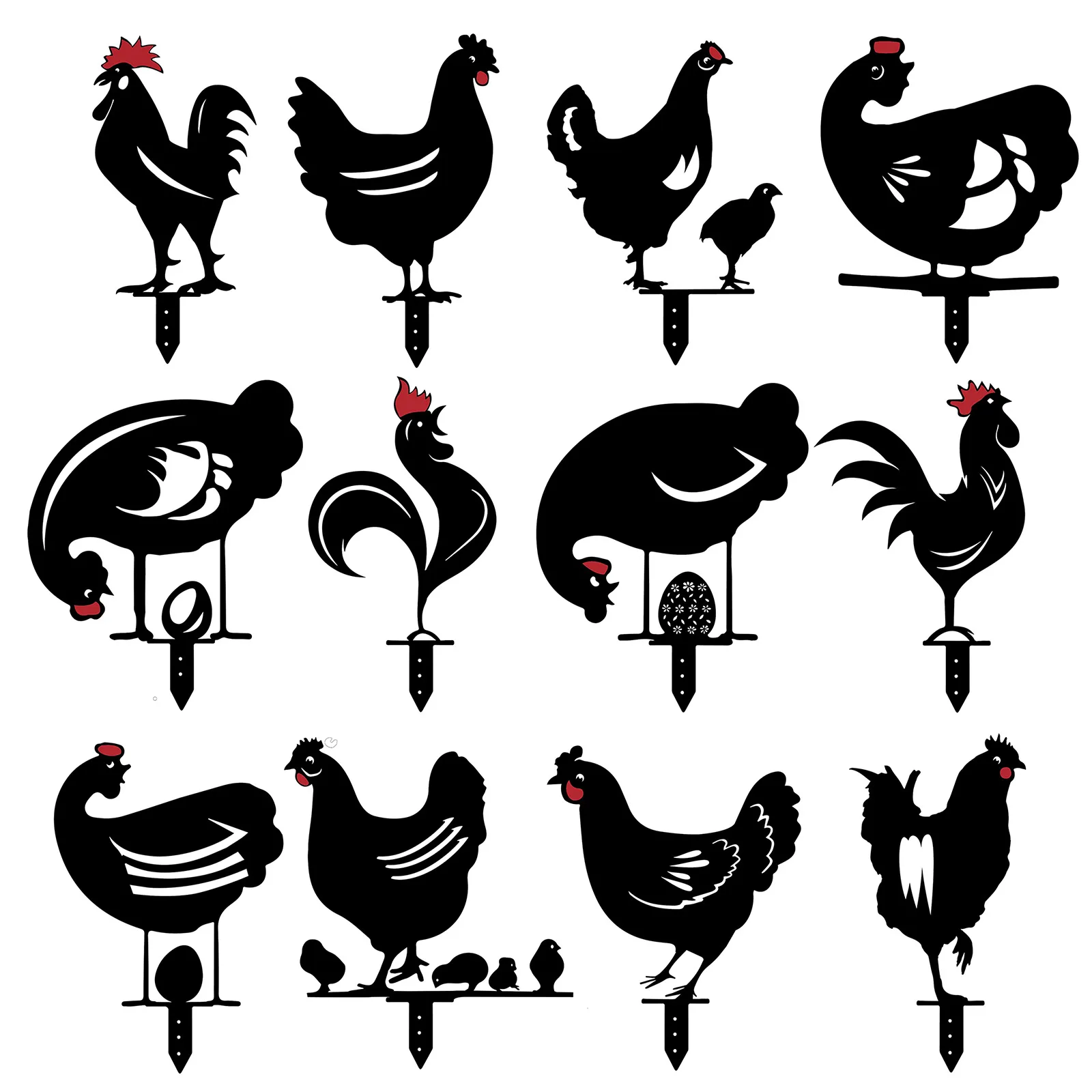

Garden Easter Decoration Black Chicken Insert Card Decoration Chicken Ornaments Chicken Yard Art Home Garden Lawn Decoration