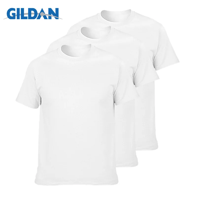 3pcs o neck white 3 шт./партия, Футболка GILDAN, мужская летняя футболка с короткими рукавами и круглым вырезом, Мужская футболка из хлопка, топы, Мужская брендовая футболка, плюс размер, XS-3XL - Цвет: 3pcs o neck white