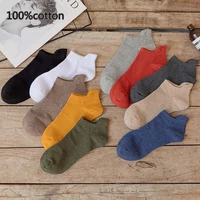 summer womens 100 cotton shallow mouth thin high quality solid color fashion colorful harajuku retro leisure boat socks 5 pair