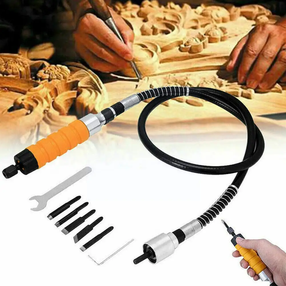 

Steel Electric Carving Machine Carving Chisel Tool 5 with Blades Shaft Wrench Carving Woodworking Flexible Kit Carpenter To J1Q0