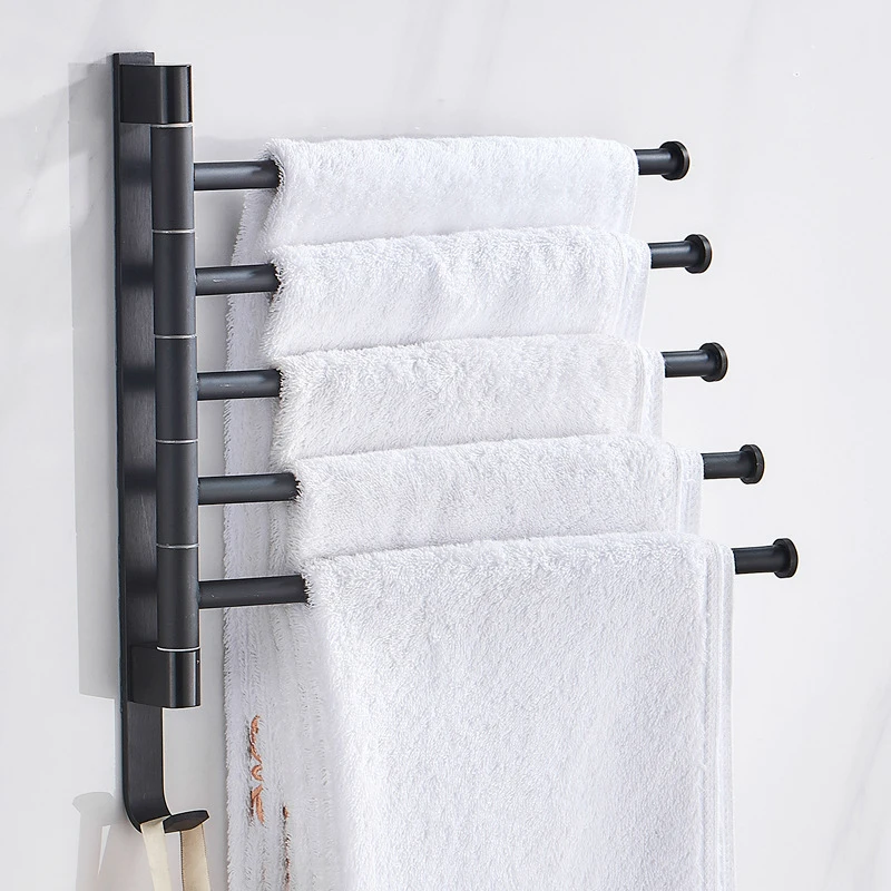 

Towel Rack Wall Mounted Bathroom Rotatable Towel Holder 2/3/4/5-Bar Kitchen Shelf Towel Hanger bathroom accessories No Punch