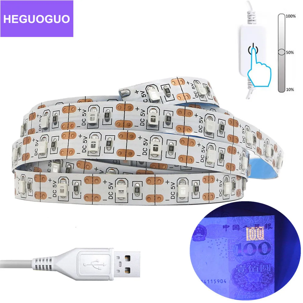 Светодиодная УФ лента 2835 SMD 395 405nm с питанием от аккумулятора 5 В USB|Светодиодные