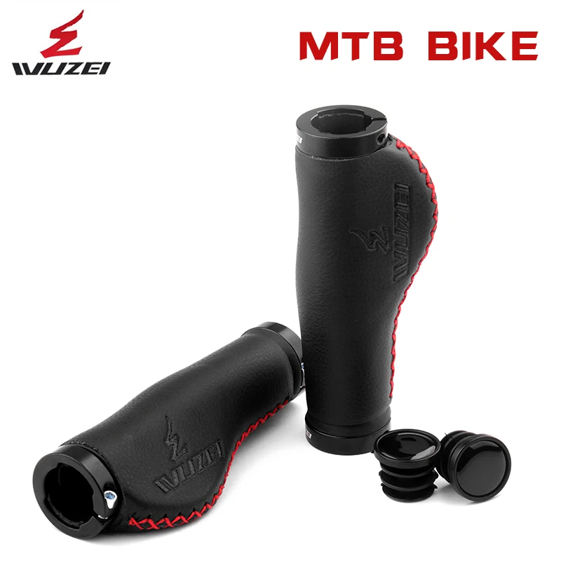 

WUZEI Fiber Leather City MTB Bike Scooter Mountain Bicycle Handlebar Cover Handle Grips Bar End Non-slip Aluminum Lock 1 pair