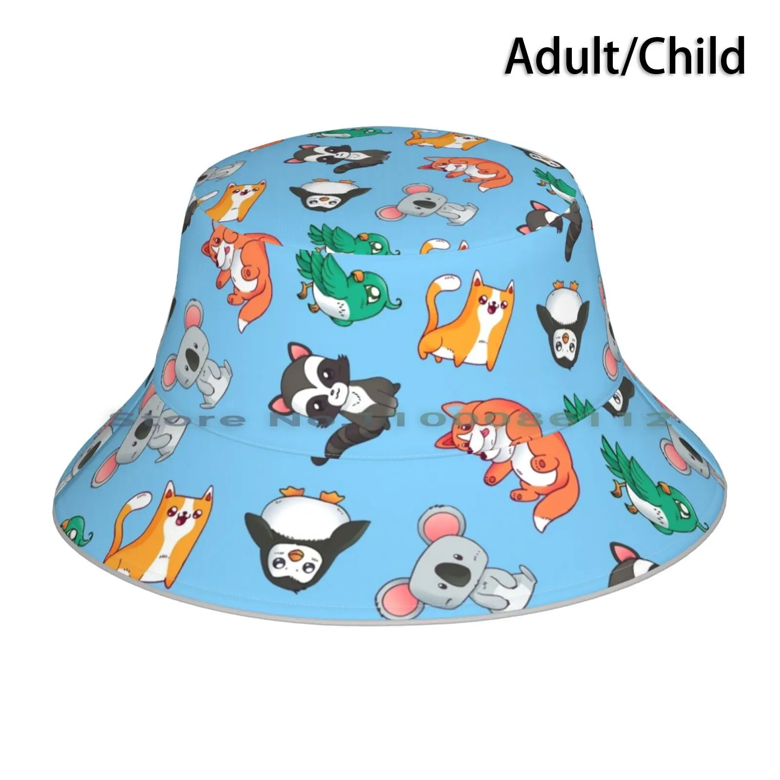 

Fox Bird Cat Penguin Animals Bucket Hat Sun Cap Raccoon Koala Bird Parrot Budgie Animals Pet Penguin Fox Idea Brimless Knitted