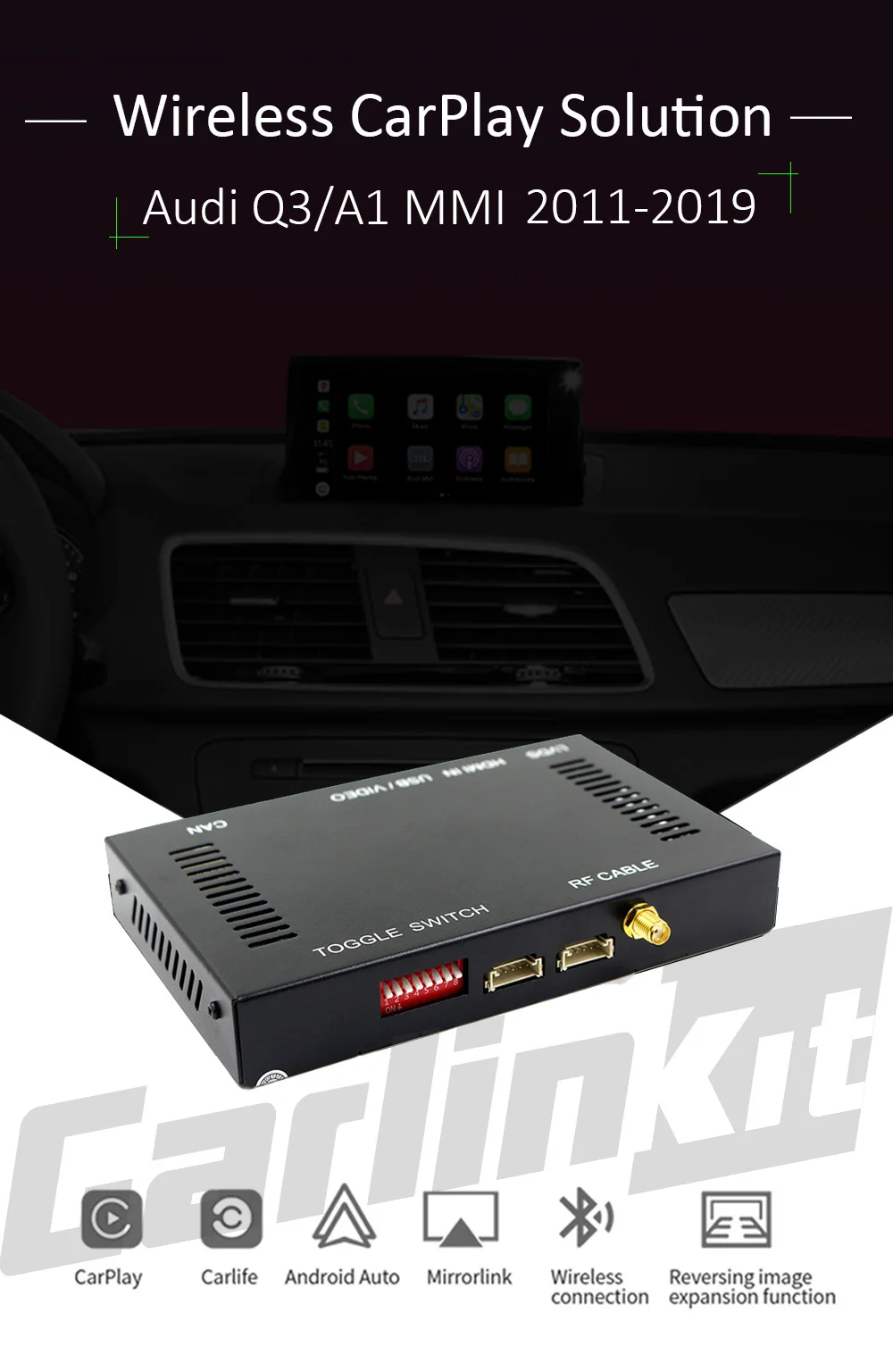 Carlinkit беспроводной CarPlay Android Авто модифицированный комплект для Audi Q3 2013- экран обратного изображения CarPlay декодер