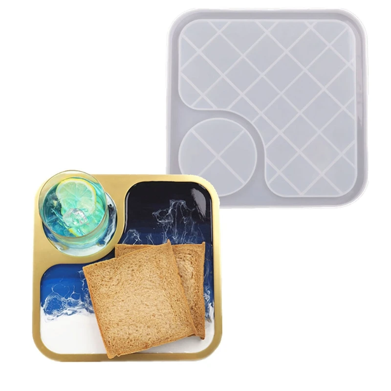 

Breakfast Tray Epoxy Resin Mold Cup Mat Mug Pad Silicone Mould DIY Crafts Serving Plate Board Home Decortaion Casting