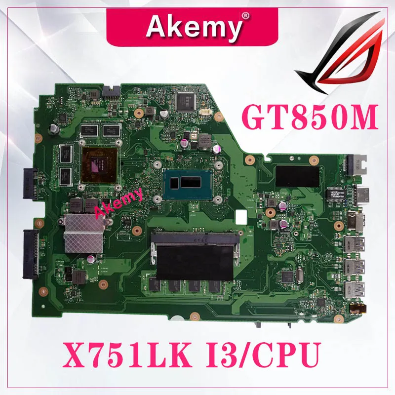 

X751LK материнская плата REV 2,0 GTX850M i3 cpu 4 ГБ/RAM для For Asus X751L K751L X751LK X751LX материнская плата для ноутбука X751LK материнская плата