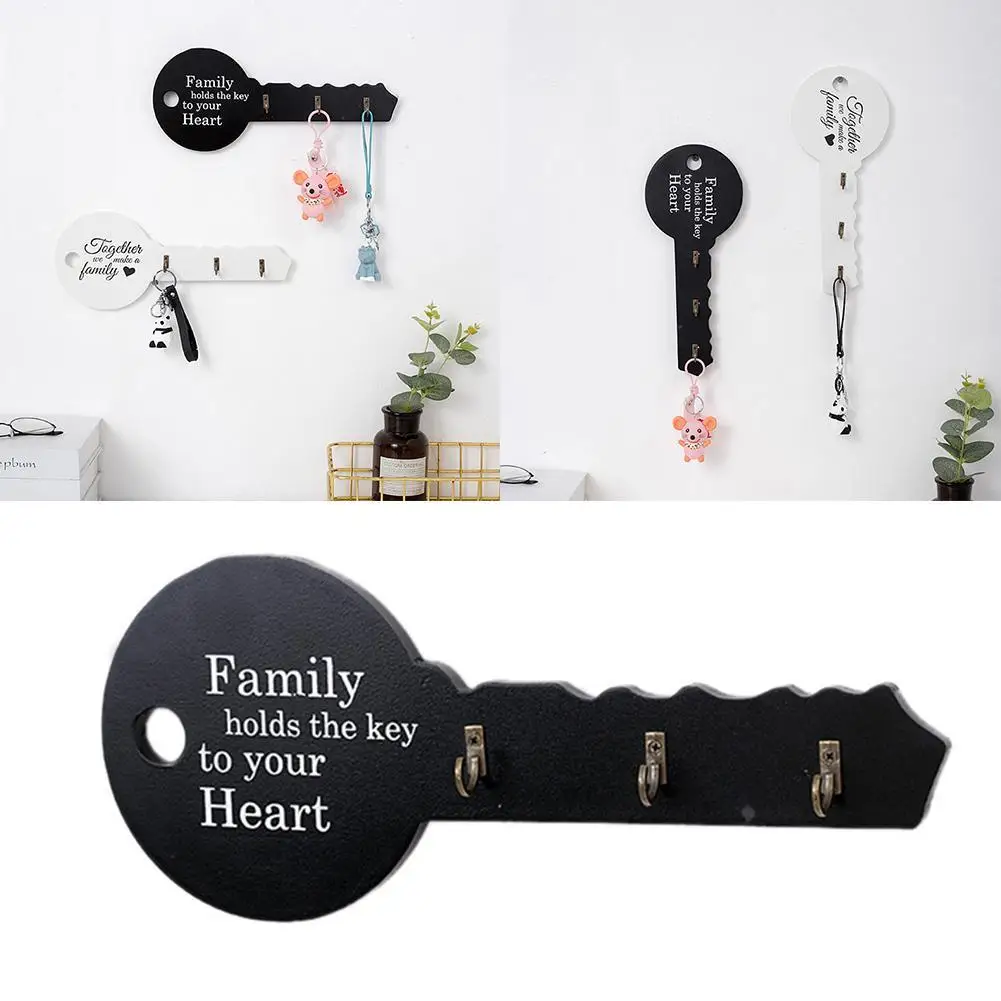 

Retro Wood Key Holder Wall Key Shape Hook Storage Rack Hanger Organizer Entrance Wall Decor Home Hanging Room Gifts Door U4O6