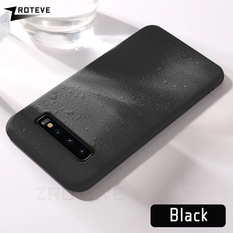 Черный ZROTEVE Жидкая силиконовая крышка для samsung Galaxy S10 S9 S8 Plus Note 10 9 8 чехол КРЫШКА ДЛЯ Smausng A10 A20 A30 A40 A50 A70 чехол s - Цвет: Черный