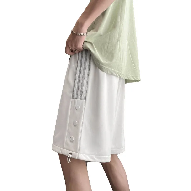 

Moisture-absorbing and breathable pants new Hong Kong style sports striped shorts casual shorts men's straight capri pants