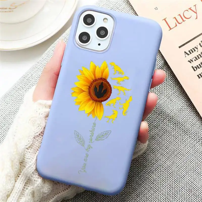 

Sunflower Phone Case Candy Color Blue for iPhone 11 12 pro XS MAX 8 7 6 6S Plus X 5S SE 2020 XR