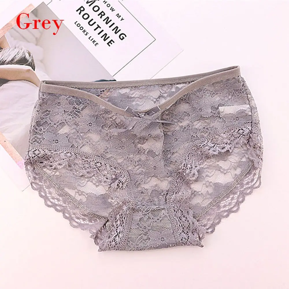 grey Стиль Для Женщин Трусики Трусы-стринги сексуальные трусики Красота кружевные открытые стринги белье, трусики на подгузник, сексуальное нижнее белье - Цвет: grey