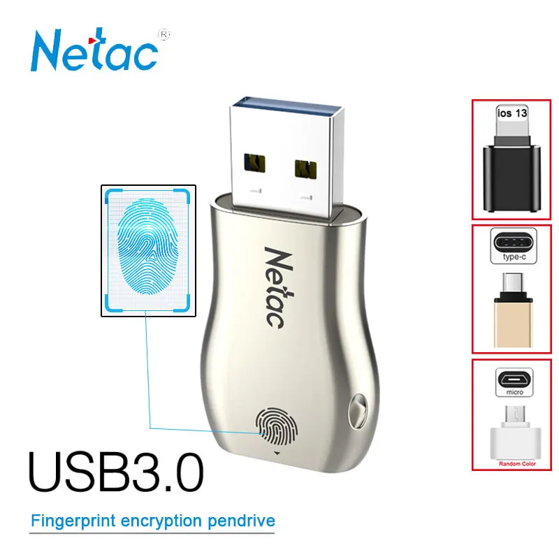 usb флешка флешки Флеш накопитель Netac 32 ГБ 64 128 Распознавание отпечатков пальцев