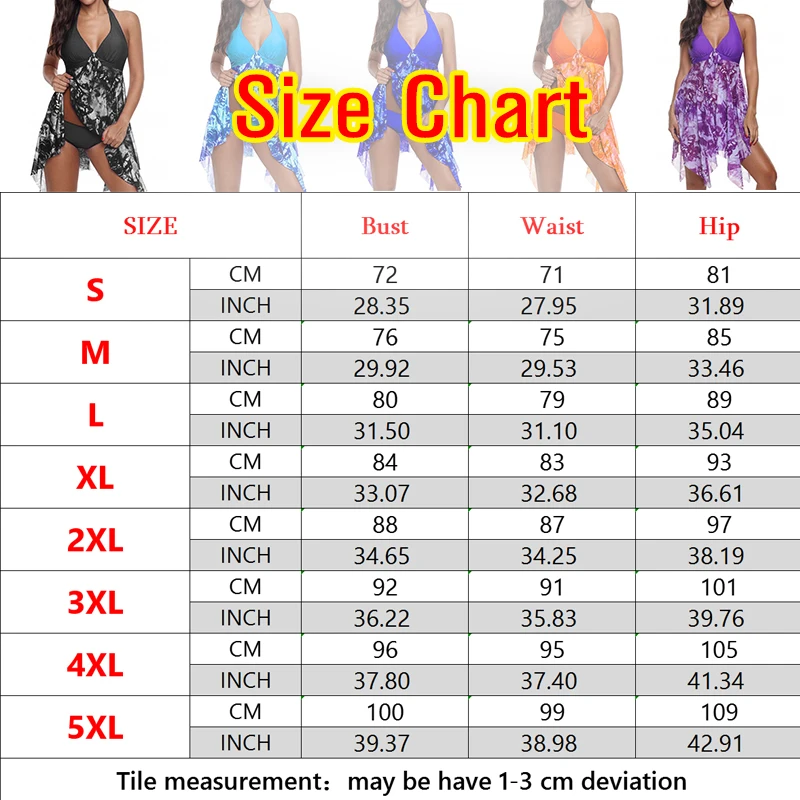 

Summer Women Swimwear Irregular Floral Printed Halter Two Piece Swimsuit Bathing Suit Swimming Dress and Short Beachwear Tankini