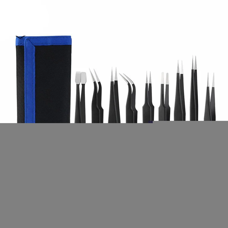 Набор холщовых сумок 9IN1Precision из нержавеющей стали промышленные пинцеты для обслуживания электронных компонентов и антистатические пинцеты
