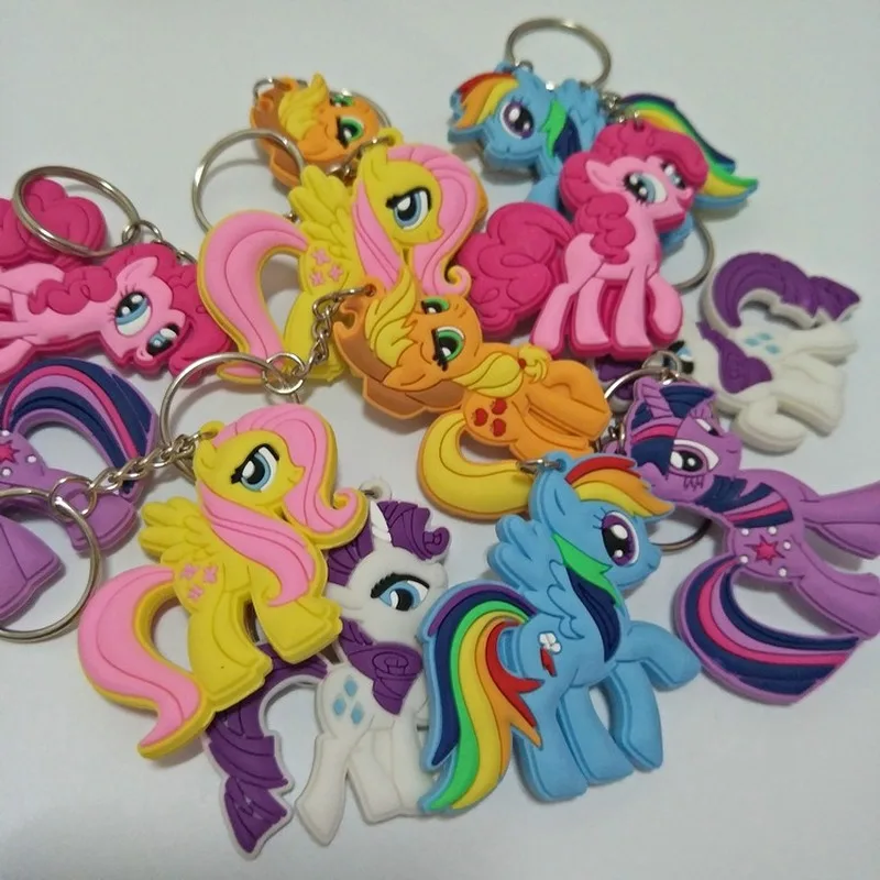Новый брелок для ключей с пони цвет двусторонний мягкий резиновый радуга Пони