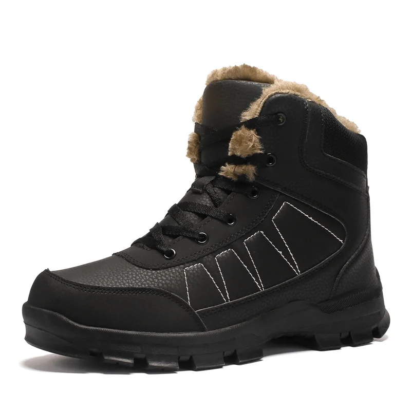 

Новинка 2021, зимние походные ботинки для мужчин, теплые кожаные походные ботинки с мехом, спортивные треккинговые ботинки с высоким верхом, ч...