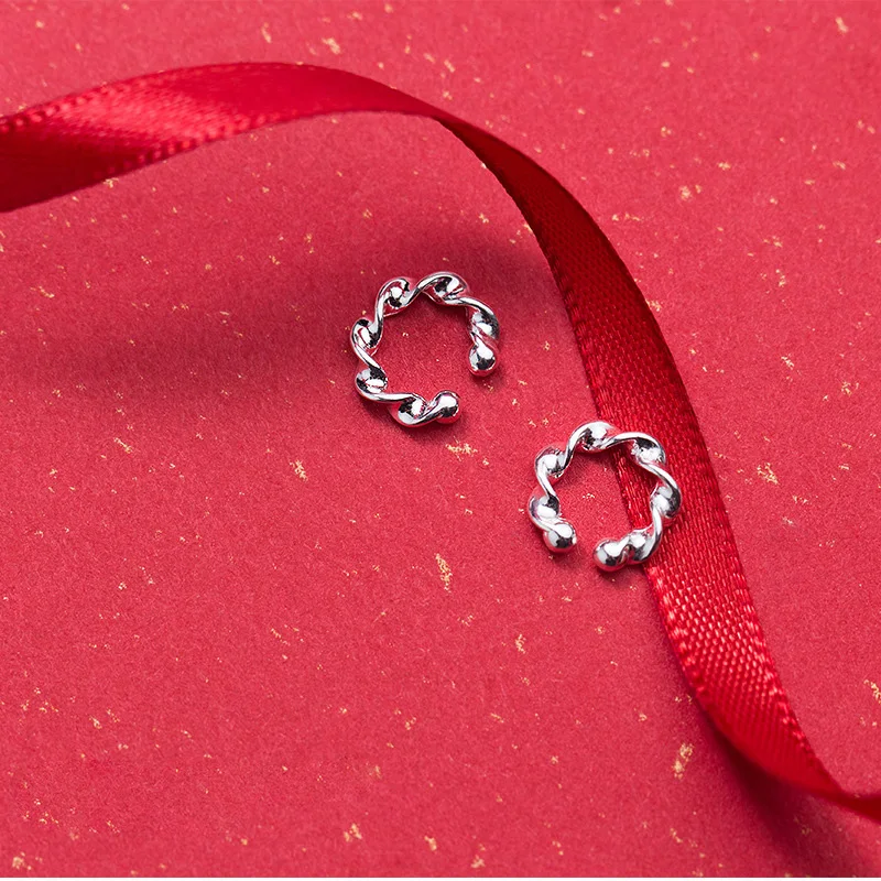 Trusta 100% 925 Sterling Silver Contracted Twist Ear Cuff Clip On Earrings For Women Girl Without Piercing Earings Jewelry DS622 | Украшения