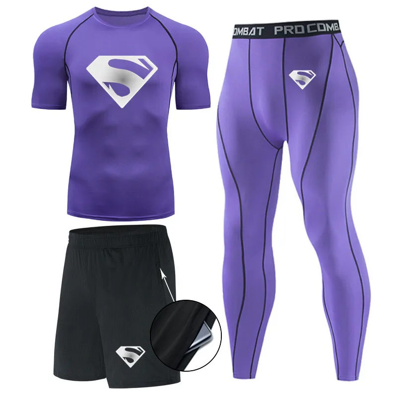 

Summer MMA Compression Clothing Sportswear Men's Short-Sleeved Sports Running Clothes Fitness Clothes Men's Fitness Tights