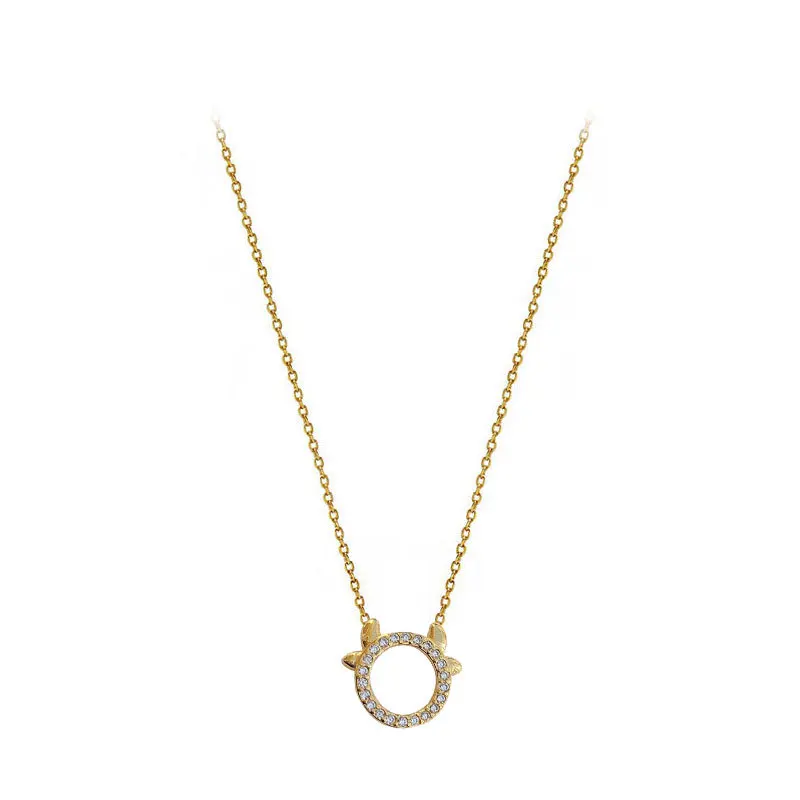 

YC0944N S925 Silver Fashion Chinese-Style Mini Zodiac Cattle Zircon Necklace Pendant Party Gift Evening Woman Jewelry Necklace