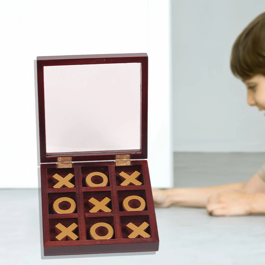 

Wood Tic-Tac-Toe Board Game Party Toy for Children Adults Living Room