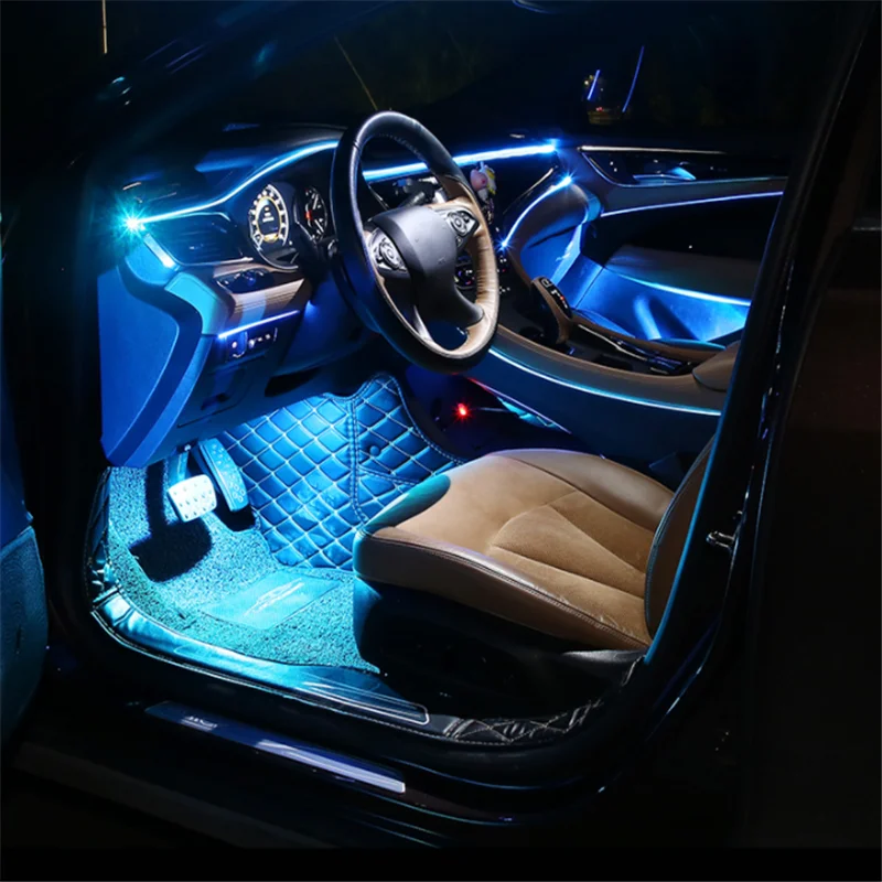 

New Led Car Interior Ambient Mood Light Rgb App Remote Control Auto Decorative Dashboard Foot Door Atmosphere EL Neon Lamp 12V