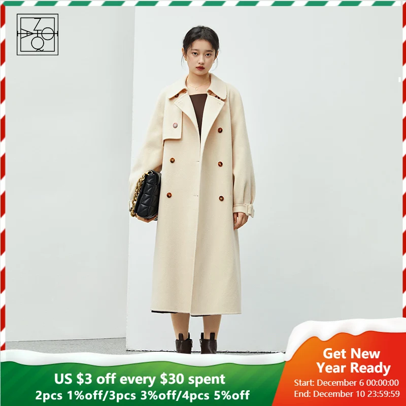 

Ziqiao Petite Size 100% Double-sided Fleece Coat Medium Long Women's Winter 2021 New Temperament High-end Fleece Coat