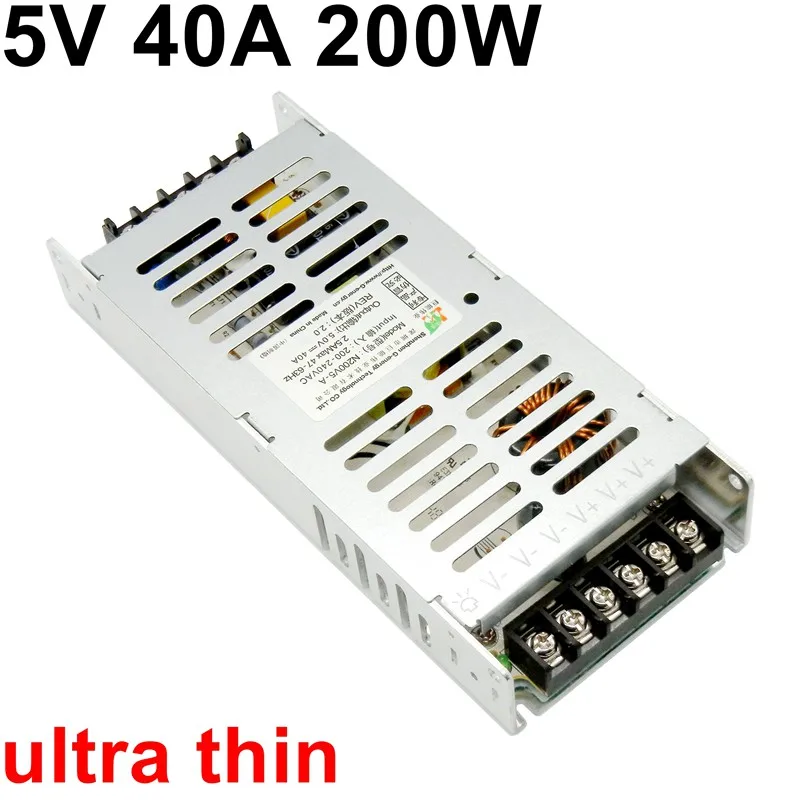 Переключение Питание 5V 40A 200W ультра тонкий толщиной 3 см ультратонкий