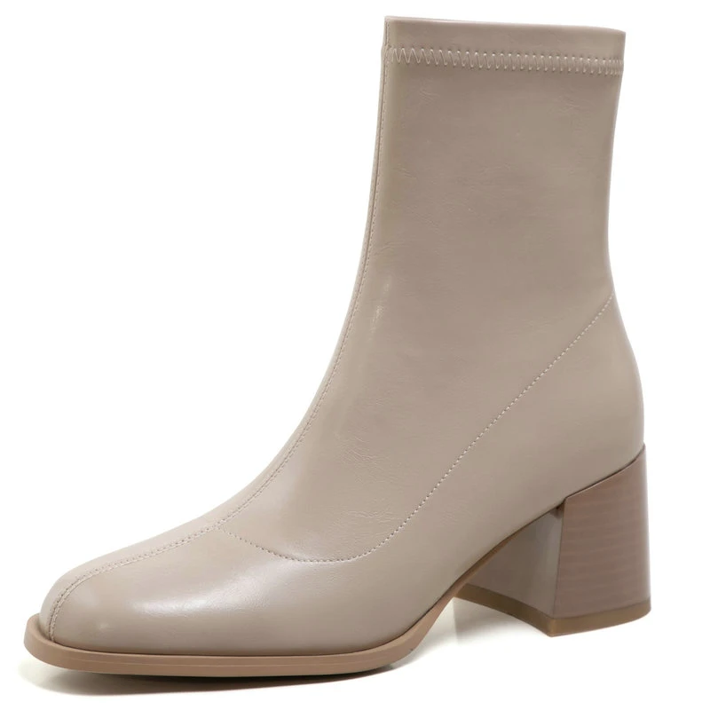 

Женские ботильоны из натуральной кожи, с квадратным носком, на толстом высоком каблуке