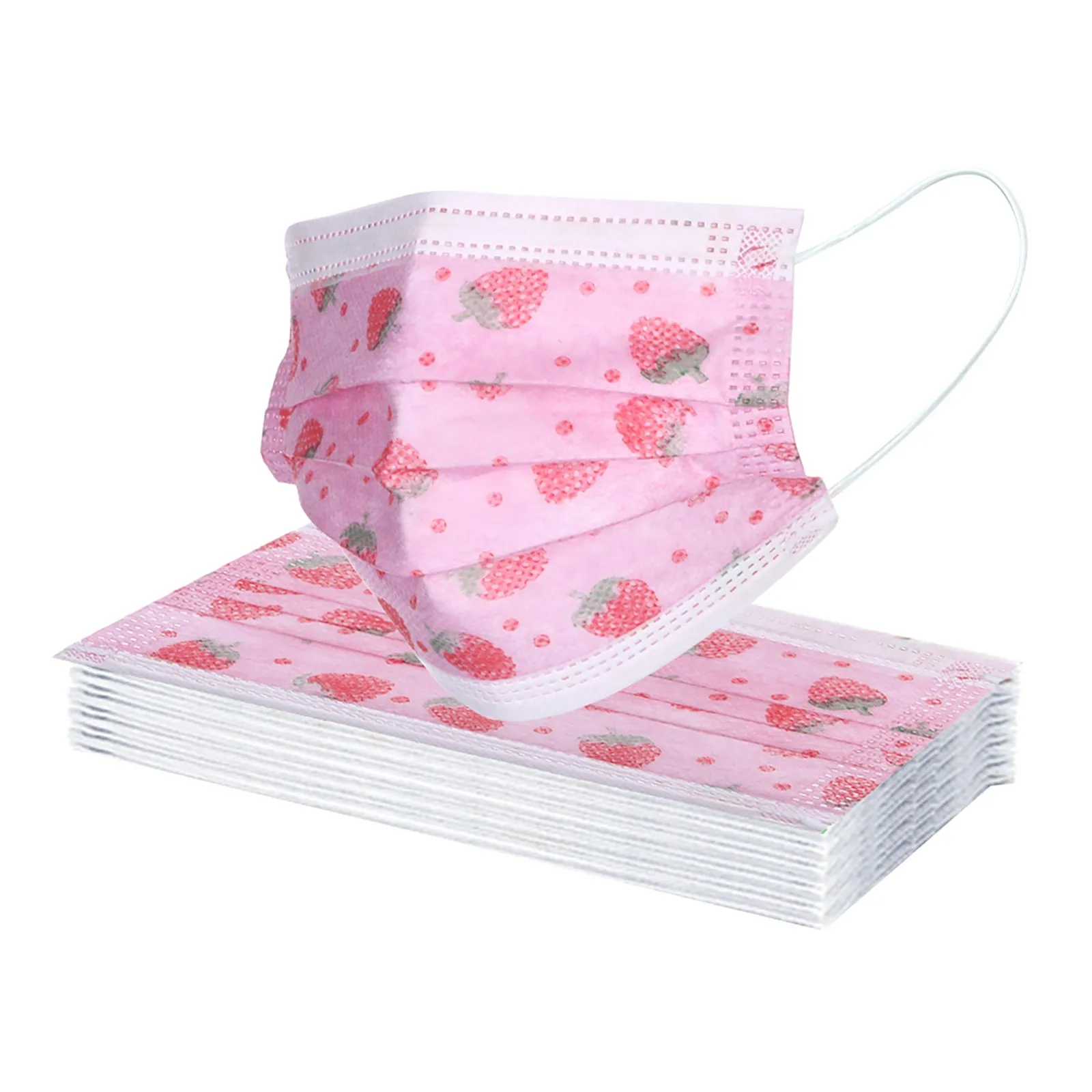 В наличии! Маска детская одноразовая Нетканая трехслойная с рисунком клубники