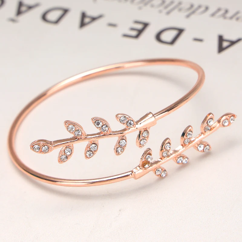 Модные листьев браслет манжеты Открытие браслеты на руку ювелирное изделие для