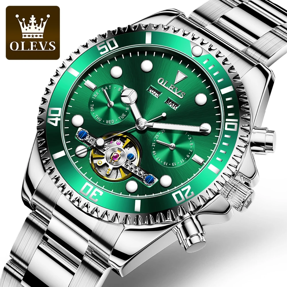 

OLEVS Water Ghost Men Luxury Watches Mens Automatic Mechanical Watch Waterproof Fashio Classic Hollow Design Man WristWatches