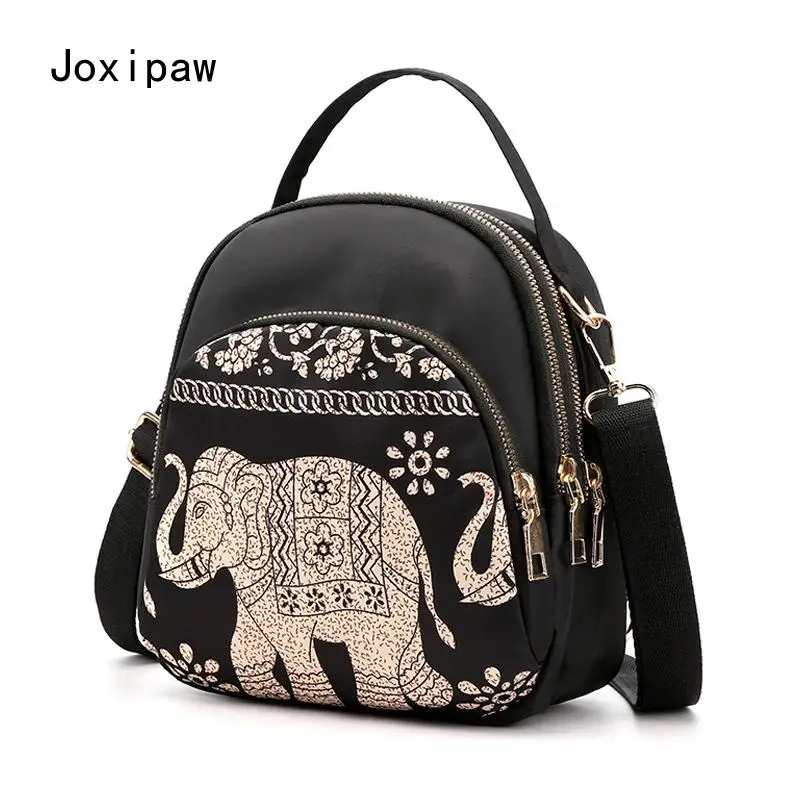 

Trendy New Nylon Backpack For women Multifunction Shoulder Crossbody Bag Printing Waterproof Rucksack Travel Lady Pack