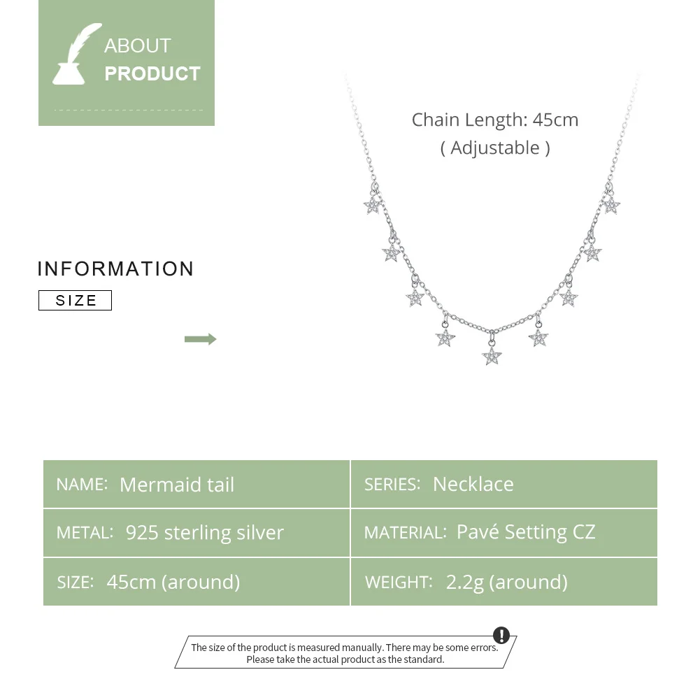 

Stars Metal Choker Necklaces for Women Short Chain Necklaces Wedding Engagement 925 Sterling Silver Jewelry