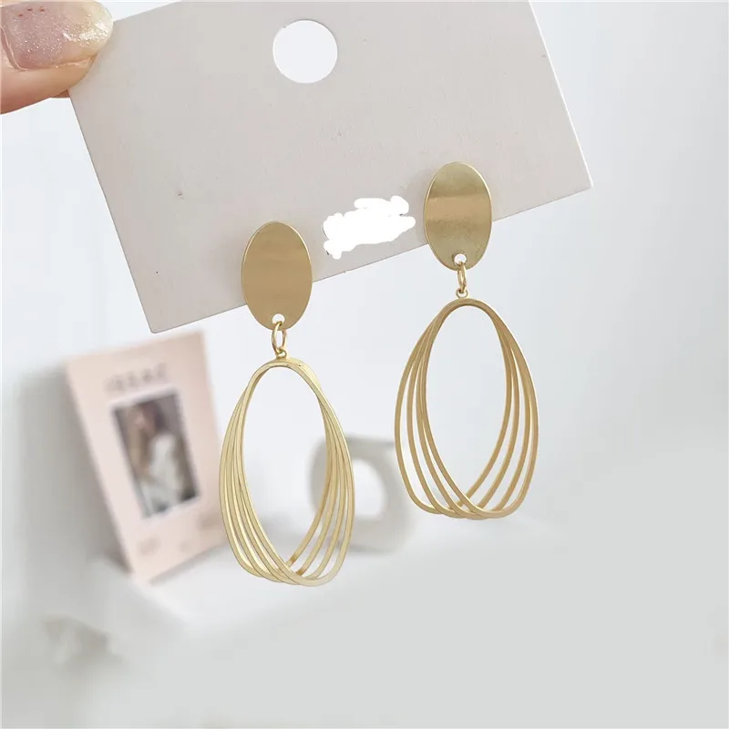 

Fashion exaggerated matte gold earring hollow metal contracted character of geometric stud earrings accessories