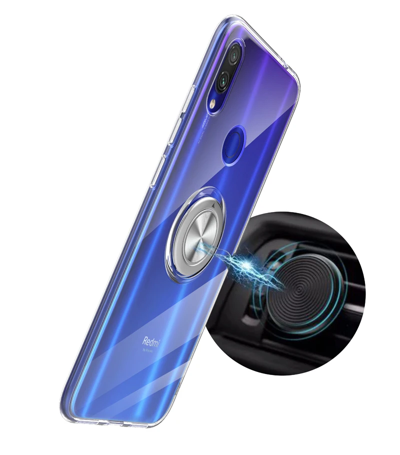 Для XIoami Redmi Note 7 Pro 7s чехол Чехол для XIoami Redmi Note 7s 7 Pro прозрачный с кольцом на палец чехол с магнитным держателем