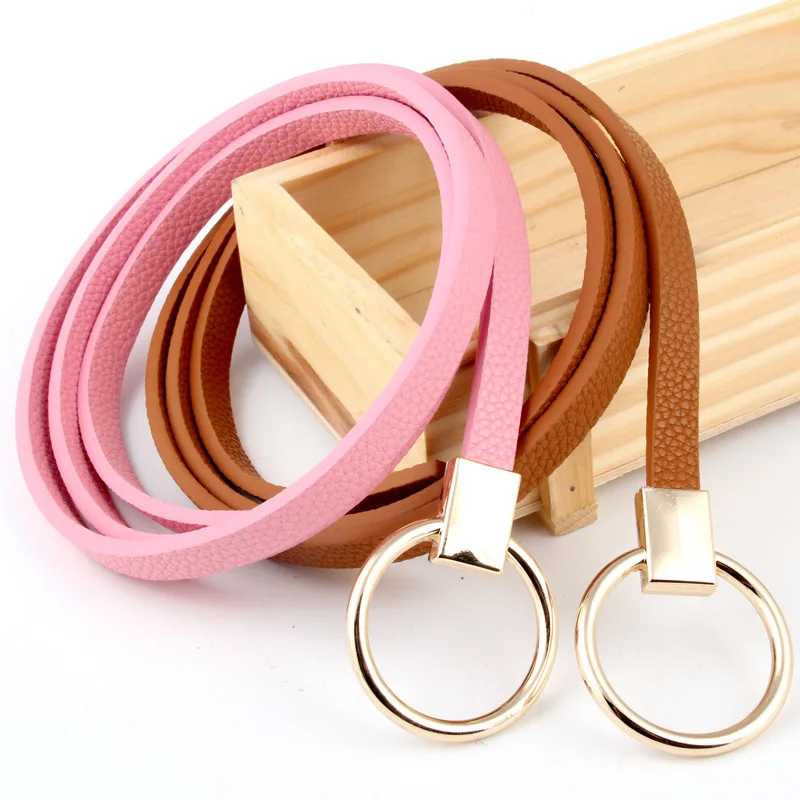 Чистый цвет модный кожаный ремень для женщин металлическая пряжка пояс ремни