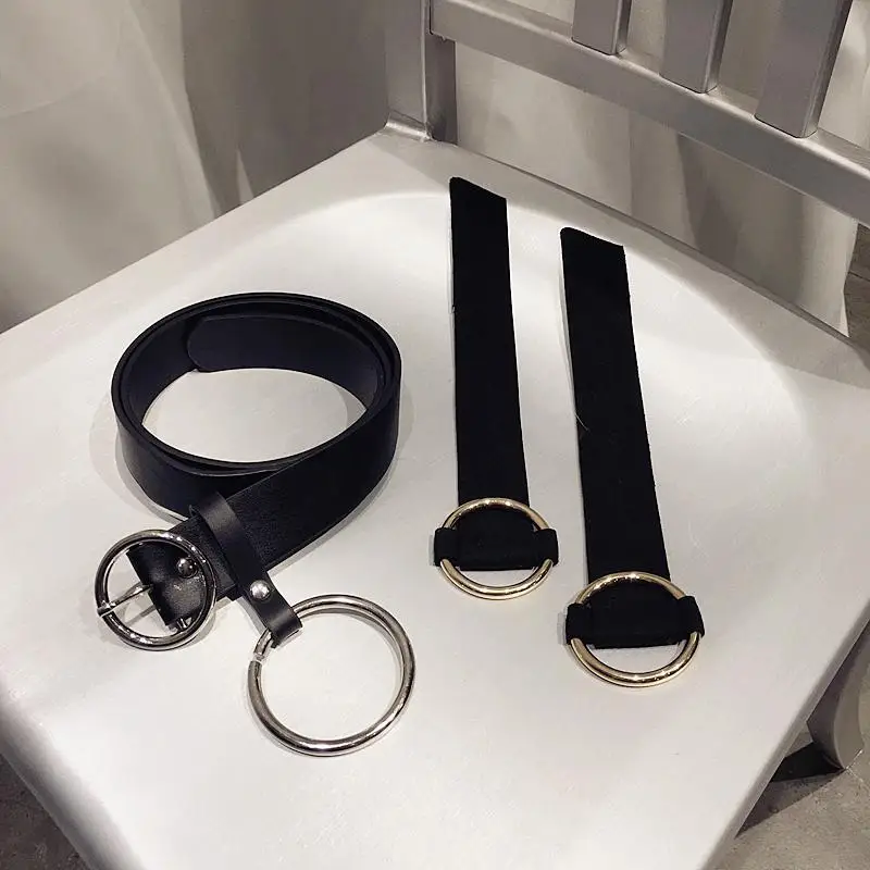Hi-Tie женский двойной Rring Серебряная Пряжка джинсы дикие ремни для женщин мода студентов простой круглый ремень с пряжкой из искусственной кожи