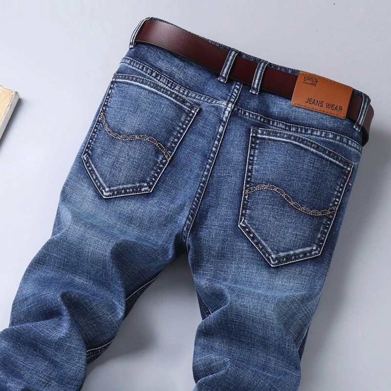 2020 Бизнес Джинсы мужские классические Стрейчевые зауженные джинсы Homme модные