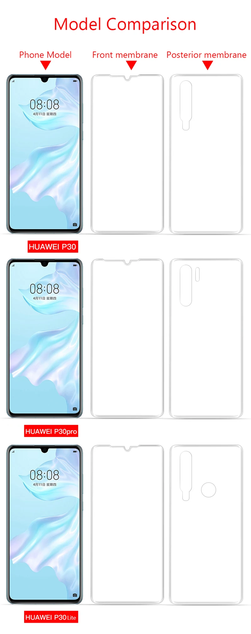 3 в 1 9D пленка для полного покрытия для huawei P30 Lite P30 Pro Защитная Гидрогелевая Передняя пленка+ задняя пленка+ стекло для объектива камеры