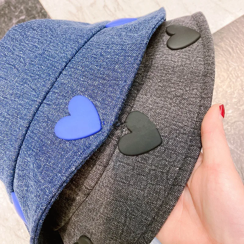 Новинка 2022, Весенняя уличная промытая хлопковая джинсовая ткань 202201-XX, резиновая Панама в форме сердца, женская шляпа для отдыха