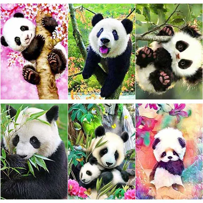

New 5D DIY Diamond Painting Animals Cross Stitch Panda Diamond Embroidery Full Square Round Drill Crafts Home Decor Manual Gift