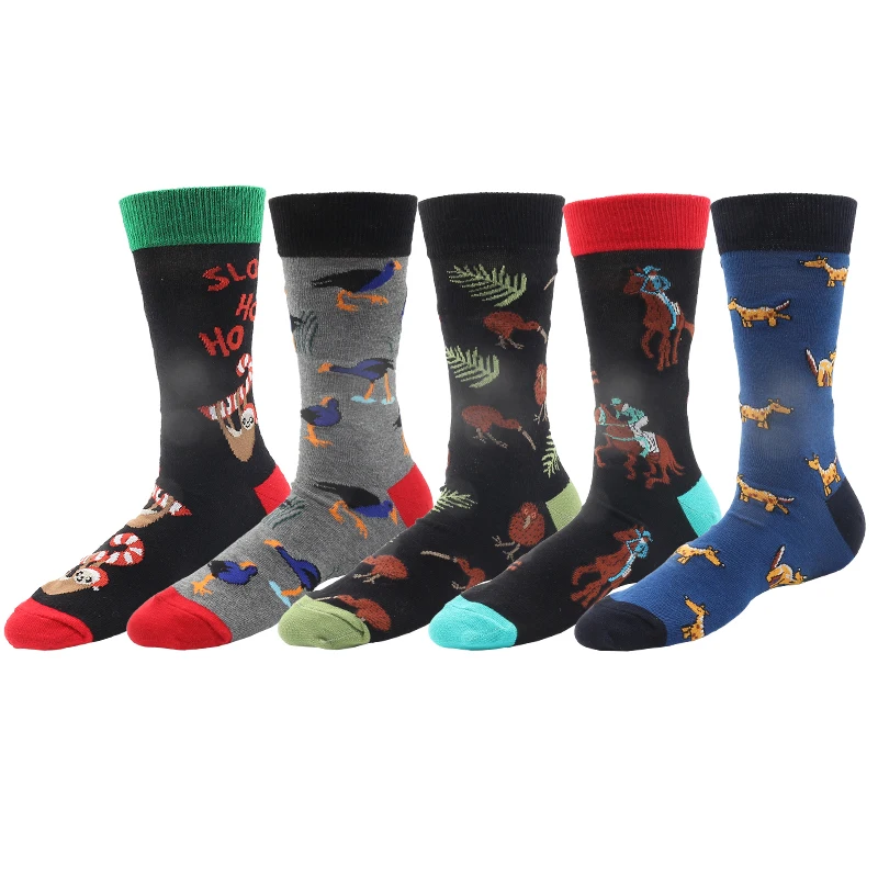 

1 Pair Men Socks Cotton Funny Crew Socks Cartoon Animal Deer Sloth Happy Socks Novelty Harajuku Hip Hop Gift Socks