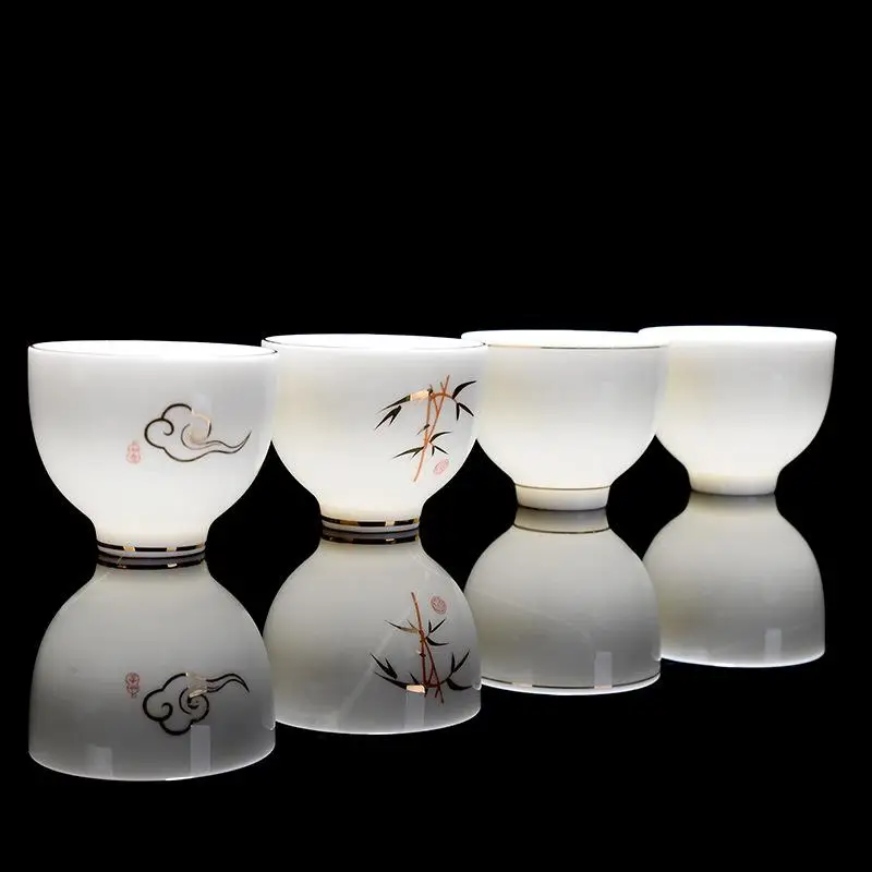 White Porcelain Tea Cup Traditional Chinese Style Pattern Teacup Bowl for Puer Kung Fu Set Accessories Teaware Drinkware | Дом и сад