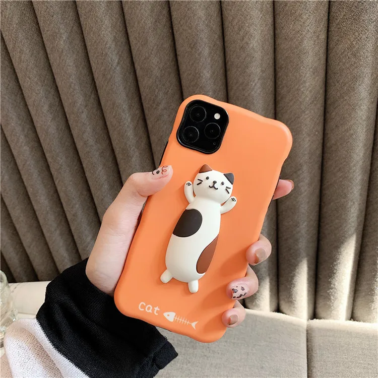 

Retro 3D kitten cat couple Cute Phone case For iPhone 11 Pro X XS Max XR silicon case cover for coque iPhone 7 8 Plus 7Plus Case